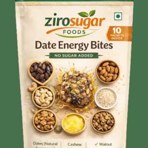 ZiroSugar Date Bites 200g | No Added Sugar Date Barfi with Cashews, Almonds, Walnuts & Cow Ghee | Gluten Free Healthy Sweet